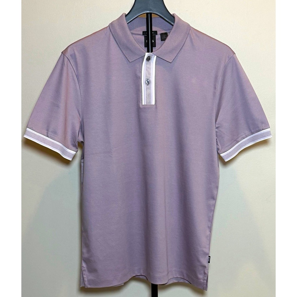 BOSS Polo Shirt Men's S Short Sleeve Mercerised White Trim Logo NWT Soft